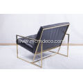 Golden color finished thin frame lounge chair